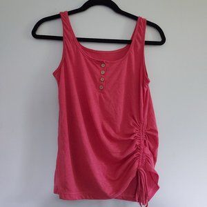 Shein Cute Pinkish Red tank top with scrunch tie and buttons